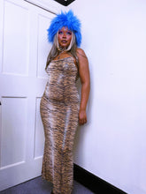 Load image into Gallery viewer, Lipsy 1996 label glitter tiger print maxi cowl neck dress
