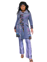 Load image into Gallery viewer, Y2K Grey Faux Fur Embroidered Whimsigoth Cardigan
