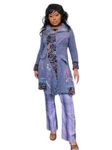 Y2K Grey Faux Fur Embroidered Whimsigoth Cardigan