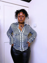 Load image into Gallery viewer, Vintage satin striped blouse
