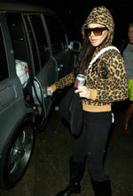 Load image into Gallery viewer, Vintage L.A.M.B Leopard print hoodie ASO Paris Hilton and Lindsay Lohan 2006
