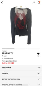 Vintage Miss Sixty Angel Dévoré Long Sleeve Top