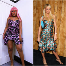 Load image into Gallery viewer, Betsey Johnson 2006 Silk zebra dress ASO Paris Hilton
