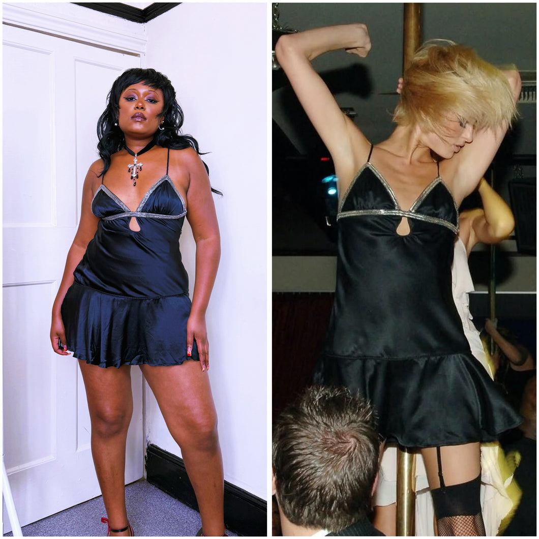 Black Silk beaded dress ASO Paris Hilton 2004 BNWT