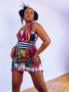 Vintage Save The Queen! Neon Abstract Dress (8-14UK)