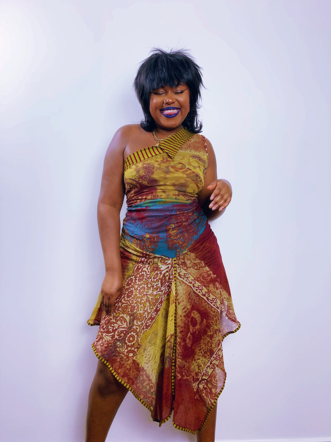 Vintage Golden Yellow & Red Save The Queen! Dress (12-14UK)